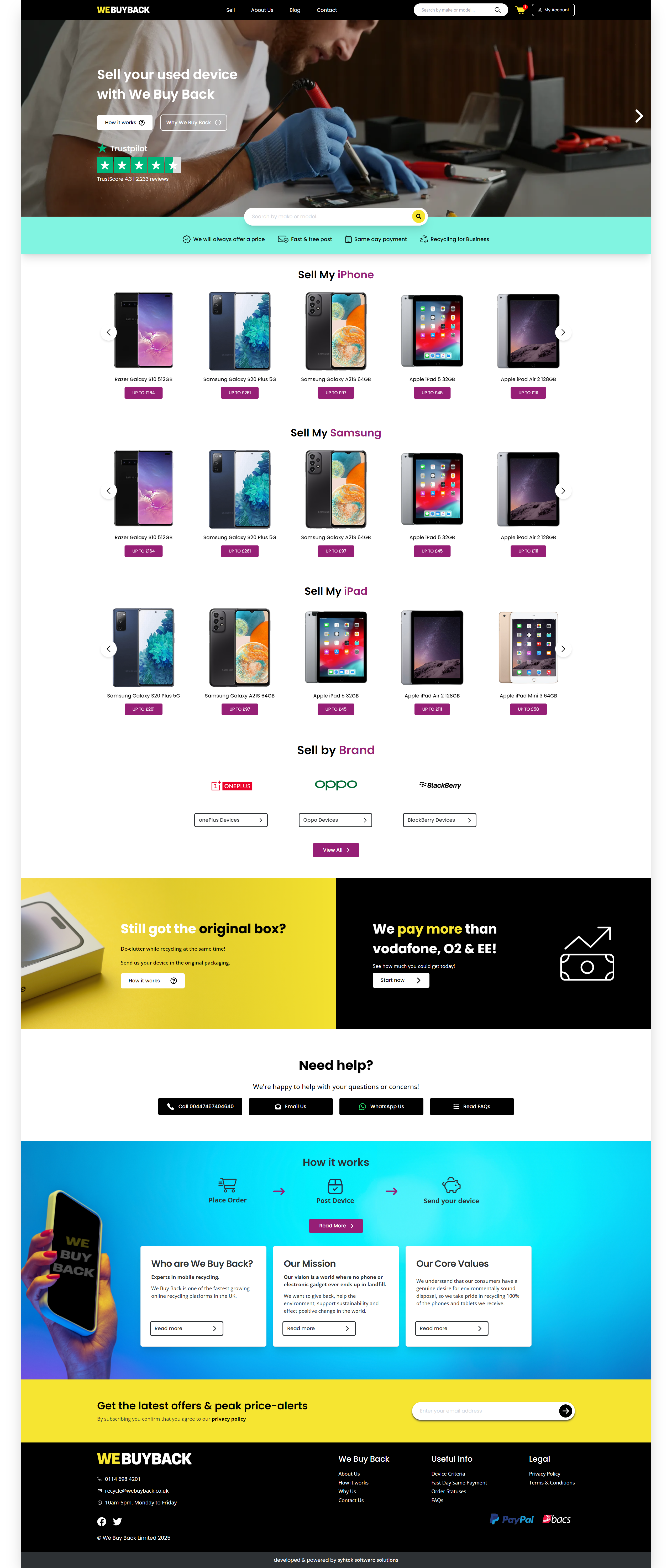 We Buy Back Website Screenshot
